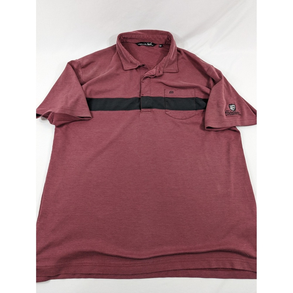 Travis Matthew Stockdale Golf Course Logo Mens Maroon Polo Golf Shirt XXL Slim